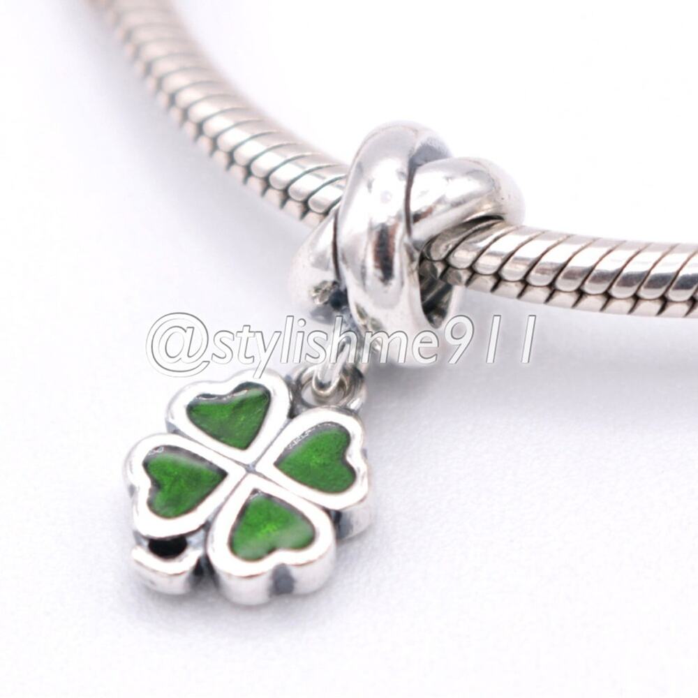 Authentic PANDORA Green Four Leaf Clover Dangle - 790572EN25